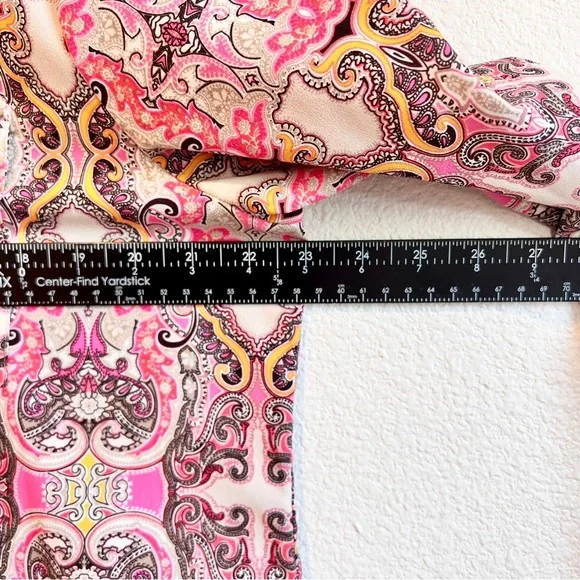 Charter Club Women’s L Button Up Paisley Scroll Print Long Sleeve Career Blouse - Picture 7 of 9